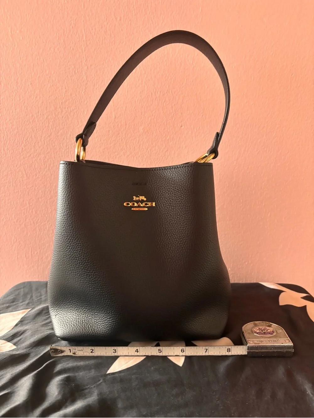 Coach Black Pebbled Leather Hobo Bag with Gold Hardware